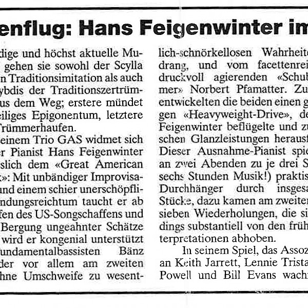 Hans Feigenwinter, Bänz Öster, Norbert Pfammatter – Review