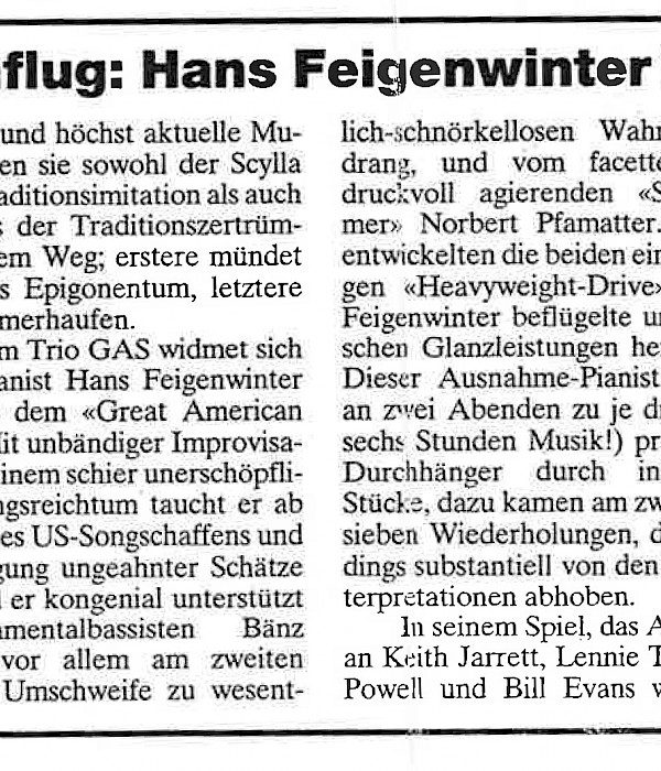 Hans Feigenwinter, Bänz Öster, Norbert Pfammatter – Review